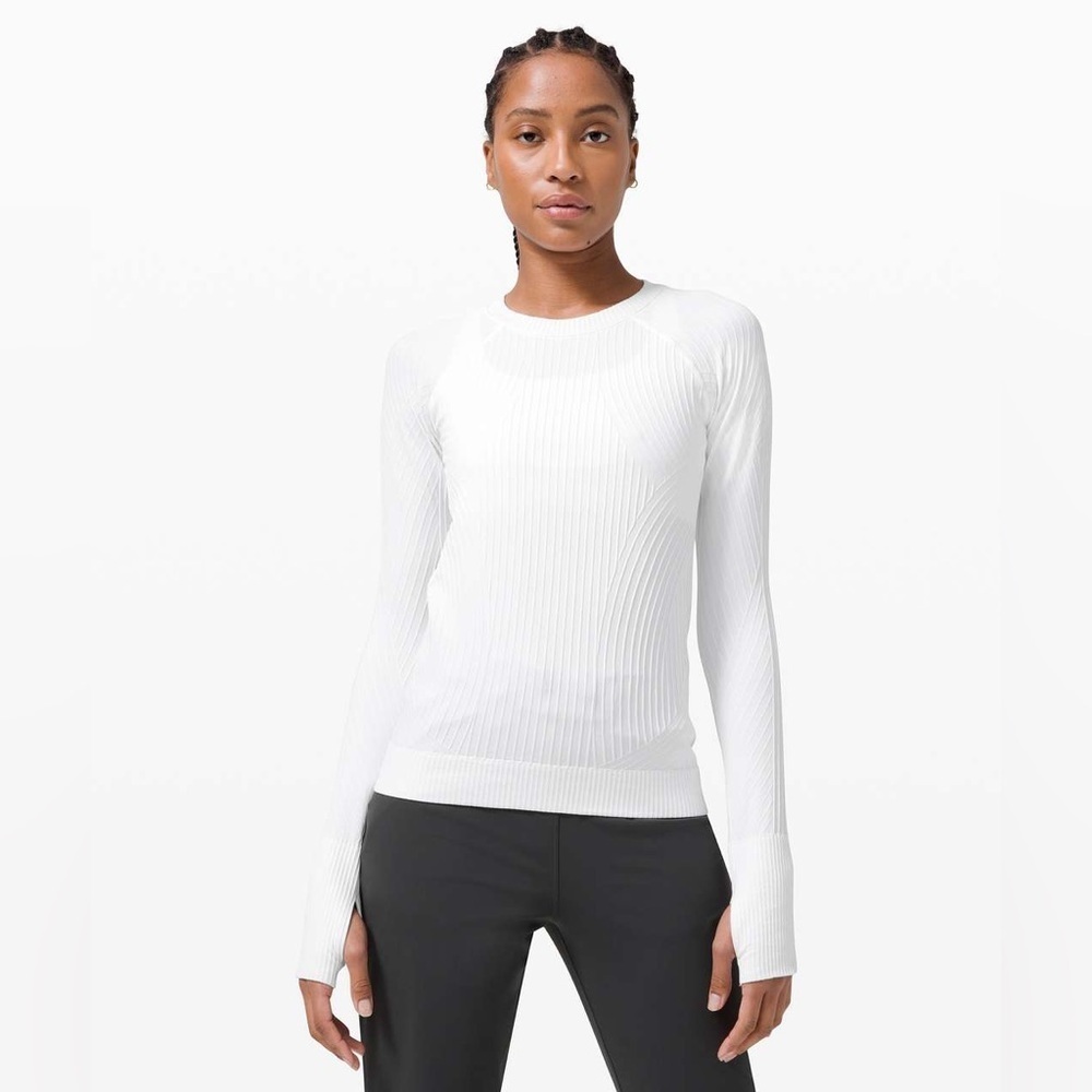 Lululemon Rest Less Pullover Aerial Current White Size 10 Athletic Stretch Top